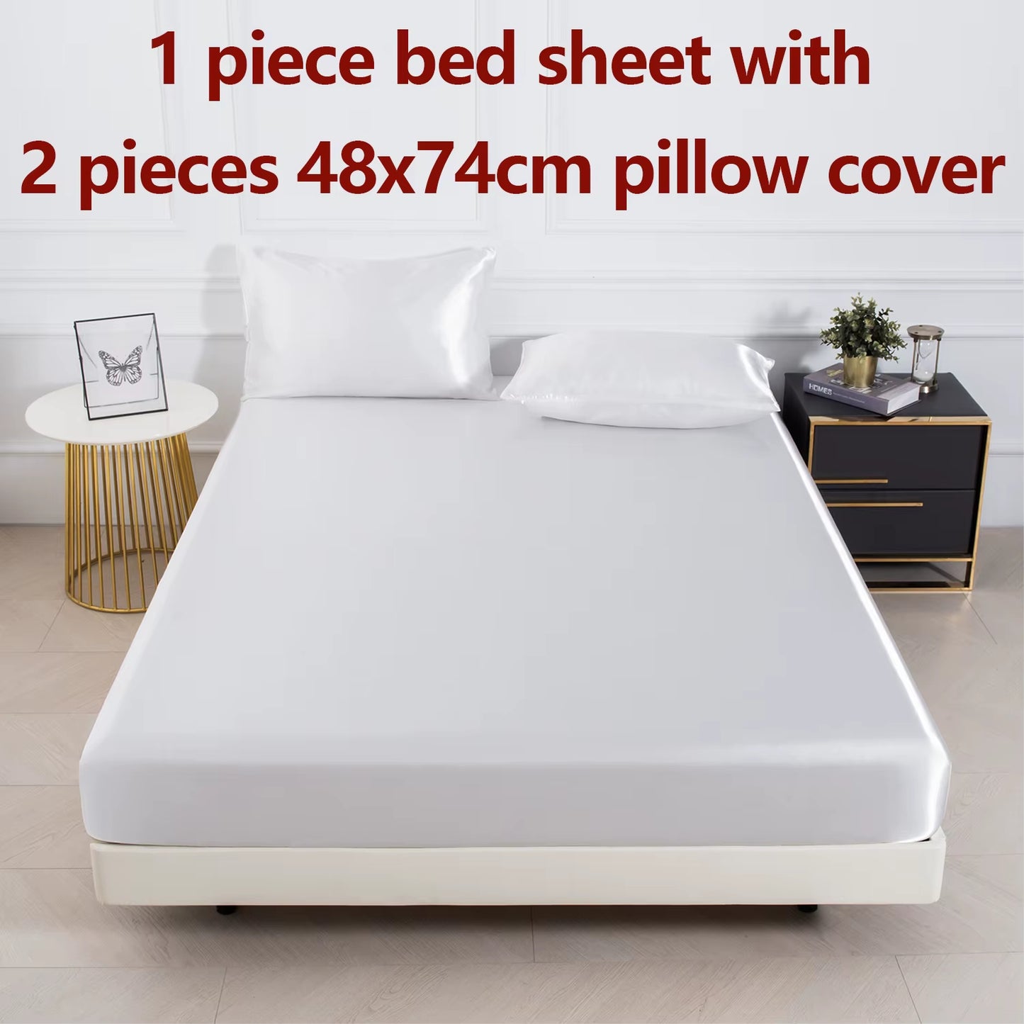 Luxe Satin Fitted Sheet Set with Pillowcases