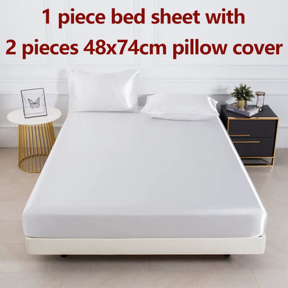 Luxe Satin Fitted Sheet Set with Pillowcases